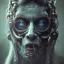 Placeholder: viking zombie shines in blue light, hr giger, scary, steam punk, realistic, made in octane, cinematic, ultra-realistic, extremely detailed octane rendering, 8K, VRAY Super Real ar 2:3, dof photorealistic futuristic 50mm lens hard lighting dark gray tintype photograph, realistic lighting, sepia color