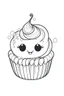 Placeholder: outline art for cute Cupcake coloring pages with sitch, white background, Sketch style, full body, only use outline, toddlers style, clean line art, white background, no shadows and clear and well outlined.