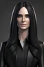 Placeholder: realistic American female president of the future with dark long hair