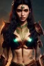 Placeholder: Amazon warrior, waist up portrait, 8k resolution, intricate details, ornate details, soft lighting, vibrant colors, retroanime, masterpiece, intricate eyeliner, dark eyeshadow, eyes, wild hair, intricate tattoos, jungle background