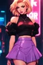 Placeholder: retrowave anime cyberpunk girl, scarlett johanson, furr skirt