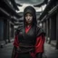 Placeholder: Behold the powerful alluring and pretty ninja woman, her body adorned with the traditional ninja costume, HDR, beautifully shot, hyperrealistic, sharp focus, 64 megapixels, perfect composition, high contrast, cinematic, atmospheric, moody