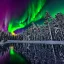 Placeholder: high-quality, fine-detail photography of beautiful, stunning, winter forest surrounding large reflective lake with vibrant, colorful northern lights filling sky, Norway, Iceland, 8k resolution, realistic, intricate, 3D, digital art, detailed matte, volumetric lighting, brian froud, howard lyon, selina french, annie stokes, lisa parker, greg rutowski