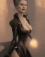 Placeholder: old evil queen in black leather gown, femme fatale, volouptous, busty, cleavage, angry, emperious, 8k resolution concept art portrait by Greg Rutkowski,