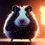 Placeholder: Deri ceket giymiş siyah tüylü hamster,highly detailed, grainy, realistic, unreal engine 5, octane render, bokeh