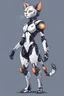 Placeholder: Cyborg Cat Quickdraw Maven in Vector spiked art style full body