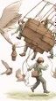 Placeholder: To may Flying together, carrying the trap with them
