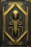 Placeholder: sacred geometry framed playing card, black and yellow scorpion mummy relief with shadows boss card in the style of Giger and fallout 4 ,,bokeh like f/0.8, tilt-shift lens 8k, high detail, smooth render, down-light, unreal engine