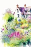 Placeholder: abstract watercolour english cottage garden in the style of jean haines, centred