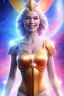 Placeholder: cosmic woman smile, admiral from the future, one fine whole face, crystalline skin, expressive blue eyes,rainbow, smiling lips, very nice smile, costume pleiadian, Beautiful tall woman pleiadian Galactic commander, ship, perfect datailed golden galactic suit, high rank, long blond hair, hand whit five perfect detailed finger, amazing big blue eyes, smilling mouth, high drfinition lips, cosmic happiness, bright colors, blue, pink, gold, jewels, realist, high commander