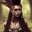 Placeholder: fantasy setting, woman, dark-skinned, middle-east, mohawk haircut