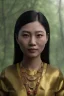 Placeholder: Thailand girl head portrait, warrior costume, village, meditation, woods, cyberpunk, 8k quality