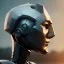 Placeholder: Robot cute profile head portrait, warrior costume, village, meditation, 8k quality