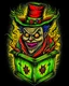 Placeholder: Scary Jack in the box tattoo design, traditional tattoo style, t-shirt design, fantasy art, digital painting, clean dark background, 8K