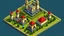 Placeholder: Generate an area in the castle like in mobile strategy games where in 3d there are a workshop, barracks, a Tournament castle and a monster farm in a circle. pixelart style age of empires