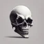 Placeholder: Minimalistic vampire skull with open mouth, side view \