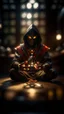 Placeholder: portrait of kneeling female spider drider ninja priest with bright aura carrying goblet signaling you to obey your master, seen from above, inside hall in mountain, shot on Hasselblad h6d-400c, zeiss prime lens, bokeh like f/0.8, tilt-shift lens 8k, high detail, smooth render, down-light, unreal engine, prize winning