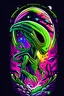 Placeholder: very details alien lost in galaxy background, T-shirt design, streetwear design, pro vector, Japanese style, full design, 8 colors only, solid colors, no shadows, full design, Bright colors, sticker, bright colors