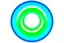 Placeholder: app logo, green play button in the middle of circle, blue and green