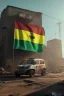 Placeholder: cyberpunk, ghana flag, trotro, village, 8k quality