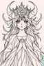 Placeholder: queen of demons girl, manga style, only line arts