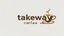 Placeholder: A horizontal design with the text (takeway coffee) In the middle, there is a faded design of a coffee cup and coffee beans with a gray background