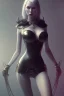 Placeholder: Lene Nystrøm as dominatrix in black leather, busty, cleavage, voluptuous, Aqua Lene, angry, stern look. character design by cory loftis, fenghua zhong, ryohei hase, ismail inceoglu and ruan jia. unreal engine 5, artistic lighting, highly detailed, photorealistic, fantasy