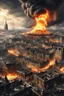 Placeholder: create a wildly imaginative otherworldly, chaotic total destruction of Victorian London amidst a swirling firestorm from a super massive asteroid impact, highly detailed, digital composite, 8k,