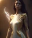 Placeholder: Holy Virgin, celestial light, beautiful, long fabric dress, beautiful long black hair to the waist, snake around body, head and shoulders portrait, 8k resolution concept art portrait by Greg Rutkowski, Unreal Engine 5 volumetric lighting