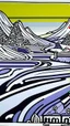 Placeholder: A light purple snowfield covered in ice designed in Mayan architecture painted by Roy Lichtenstein