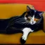 Placeholder: oil portrait of a Cat Sleeping in a Black sofa by Ignacio Zuloaga 8k