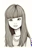 Placeholder: simple doodle, high quality, small girl with bangs and long hair