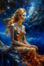 Placeholder: the night sky, she awaits with anticipation, Karol Bak UHD,, Pino Daeni and Dan Mumford, exquisite rendering, style of Leonid Afremov, Mario Sanchez Nevado. Modifiers: intricate very attractive beautiful award winning ultra detailed colourful high energy