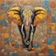 Placeholder: Pop neo-surrealism, graffiti wall mosaic art, by Salvador Dali and Os Gemeos, surreal Elephant, pronounced mosaic tiles