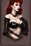 Placeholder: painting of christina hendricks as evil queen in black leather, feminie, angry, volouptous, busty, cleavage, emperious, mature, highly detailed, digital painting, artstation, concept art, smooth, sharp focus, illustration, art by gaston bussiere and alphonse mucha