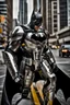 Placeholder: Excited Photography A picture cyber mechines Batman,with surface coated chrome polished details, city background