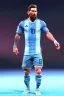 Placeholder: Realistic Messi Argentina soccer player Portrait, mid shot view, concept art, art station, 3d, photo studio, blue clean background, unreal engine 5, ray tracing, RTX, lumen lighting, ultra detail, volumetric lighting.