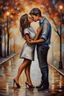 Placeholder: I'm yours Only a girl and a boy Romantic kiss Oil painting