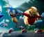 Placeholder: dr robotnik vs sonic electric fight, realistic 8k