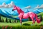 Placeholder: a big plastic pink horse like a 19th painting