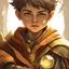 Placeholder: DnD Fantasy, A Child Wizard, Wearinf Wizard Robes, Olive Skin Tone, Golden Eyes.