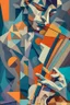 Placeholder: A captivating, cubist-inspired portrait of a musician playing their instrument, using fragmented shapes, lines, and a harmonious color palette to deconstruct the subject's features and express the rhythm and emotion of their music.