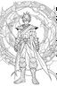 Placeholder: outline art An evolved Cosmic Superman .Naruto cinematic lighting, high resolution 3D render art coloring pages with witch, white background, Sketch style, full body, use outline, Mandala style, clean line art, white background, no shadows and clear and well