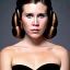 Placeholder: analog style, Beautiful photorealistic color close up face of carrie fisher, realistic skin, rim lighting, sharp eyes, dark plain background