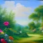 Placeholder: Green valley flowers, painted, classical painting