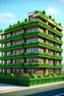 Placeholder: п'ятиповерхова житлова будівля для проживання великої кількості людей з зеленим дахом та гарним оздобленим фасадом