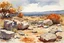 Placeholder: Sunny day, rocks, arid land, winslow homer watercolor paintings