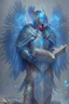 Placeholder: a person in runic armor with blue wings and spell book