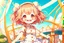 Placeholder: contented cute chibi girl in the amusement park in sunshine