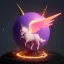 Placeholder: CM küre içinde fantastik unicorn ateşli kanatları olan